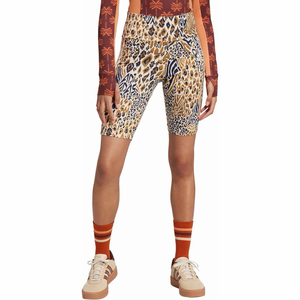 FARM Rio X ADIDAS | Oasis Night Animal Print Elastic Pull-on Stretch Bike Shorts - Picture 2 of 13